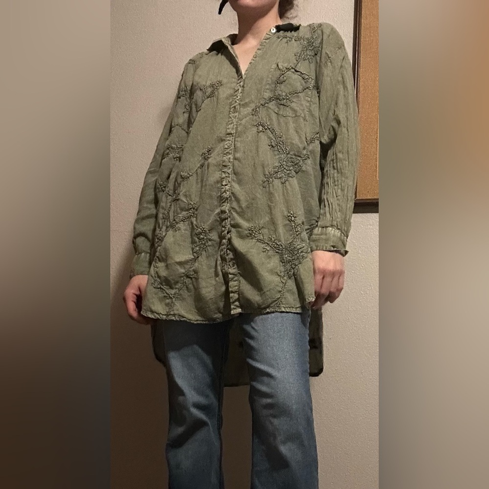 Textured Green Kyla Sao Shirt.
